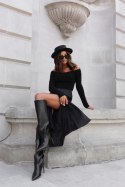 Spódnica satynowa SLEEK - Czarna - L