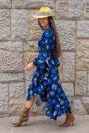 Sukienka "ANNA" długa - Blue Flowers - M/L