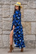 Sukienka "ANNA" długa - Blue Flowers - M/L