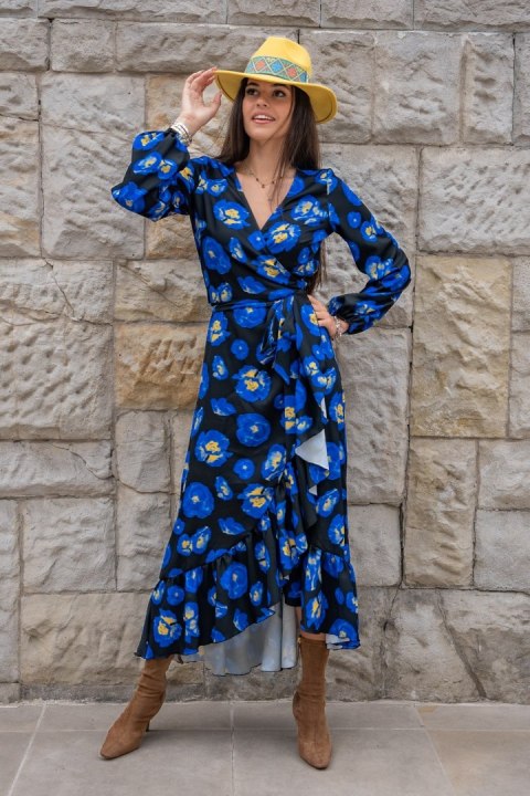 Sukienka "ANNA" długa - Blue Flowers - XS/S