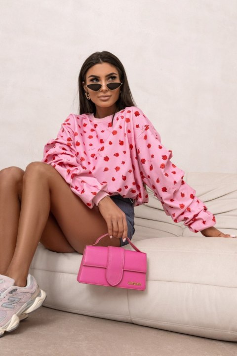 Bluza REMY print - Flowers on pink - UNI