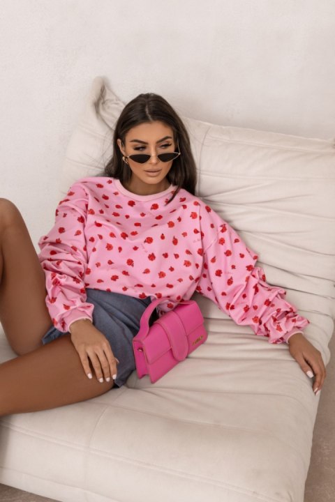 Bluza REMY print - Flowers on pink - UNI