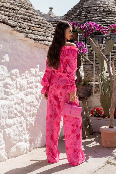 Komplet lniany MIA - Floria Pink - XS/S