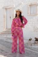Komplet lniany MIA - Ricamo Pink - XS/S