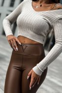 Legginsy lekko ocieplane V - Brąz - UNI