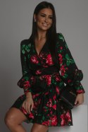 Sukienka Anna - Na Czarnym Tle Kwiat - XS/S
