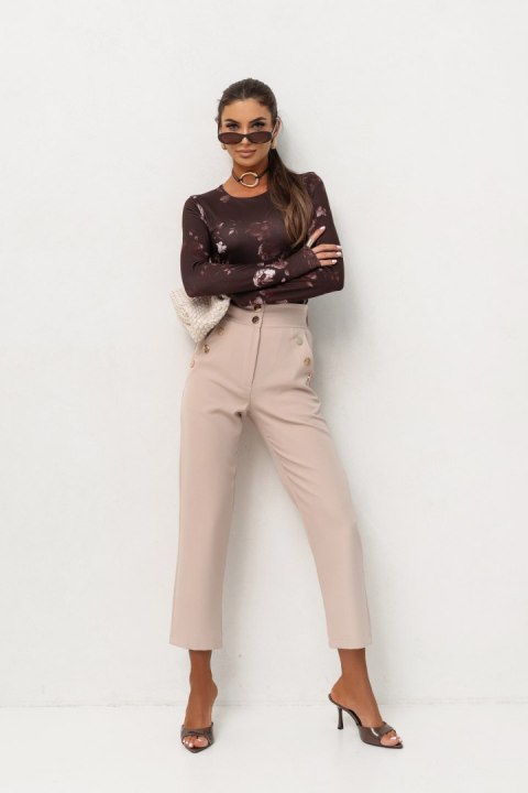 Bluzka SHIRA długi rękaw - Brown flowers - XS/S