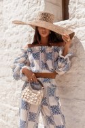 Komplet lniany MIA - Ricamo blue - M/L