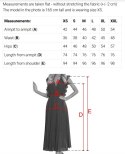674-1 Elegancka dopasowana sukienka z kopertowym dekoltem, tiulowymi rękawami i rozcięciem - czarna Numoco