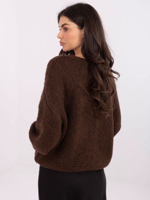 Sweter-MI-SW-1610.18-ciemny brązowy