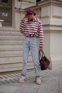Bluza ERITH pasy - beż i bordo - UNI