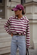Bluza ERITH pasy - beż i bordo - UNI