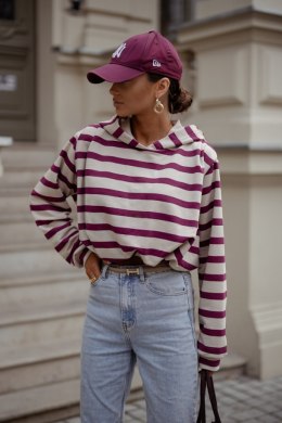 Bluza ERITH pasy - beż i bordo - UNI