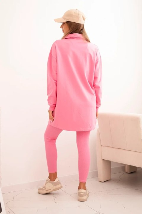 Komplet 3-częściowy bluza, top i legginsy jasny różowy