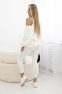 Komplet 3-częściowy bluza + top + legginsy ecru