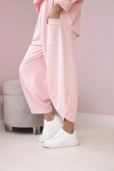 Komplet bawełniany bluza + spodnie pudrowy róż