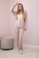 Komplet bawełniany dekatyzowany Angel bluza + spodnie pudrowy róż