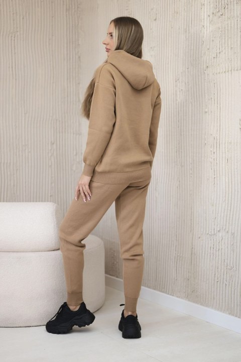 Komplet sweterkowy Bluza + Spodnie camelowy