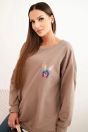 Bluza damska oversize z bawełny z kolorowymi skrzydłami na plecach fango
