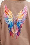 Bluza damska oversize z bawełny z kolorowymi skrzydłami na plecach fango