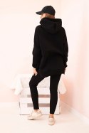 Komplet damski bawełniany bluza z kapturem i legginsy z wysokim stanem czarny