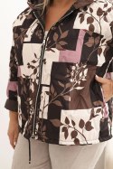 Kurtka damska Plus Size z kapturem i wydłużonym tyłem brązowa