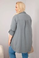 Koszula bawełniana muślinowa Plus Size ciemno szara
