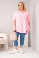 Koszula bawełniana muślinowa Plus Size cukierkowy róż