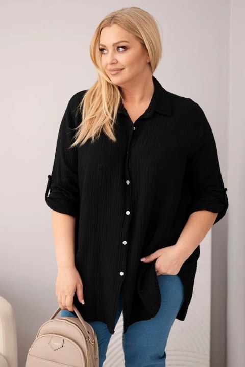 Koszula bawełniana muślinowa Plus Size czarna