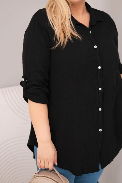 Koszula bawełniana muślinowa Plus Size czarna