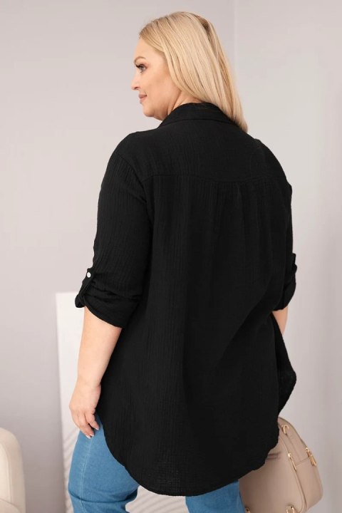 Koszula bawełniana muślinowa Plus Size czarna