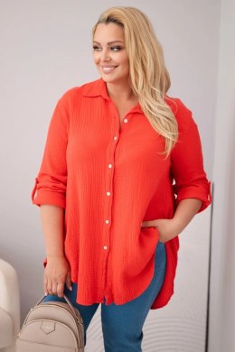 Koszula bawełniana muślinowa Plus Size czerwona