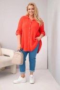 Koszula bawełniana muślinowa Plus Size czerwona