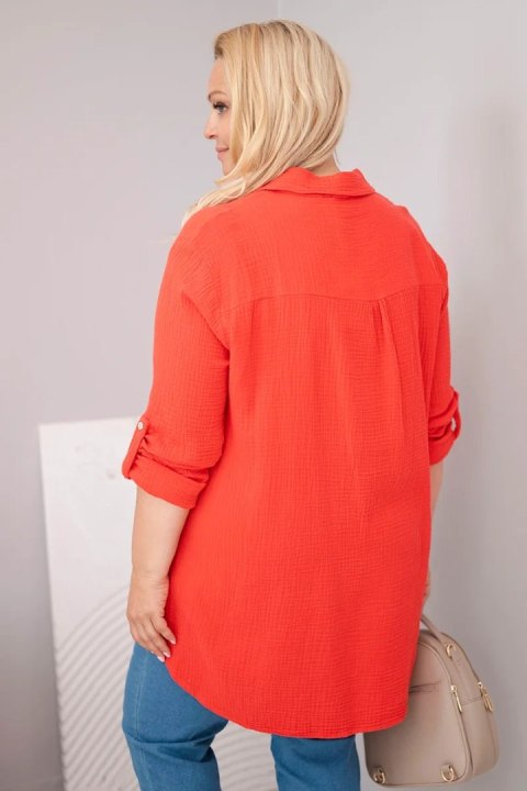 Koszula bawełniana muślinowa Plus Size czerwona
