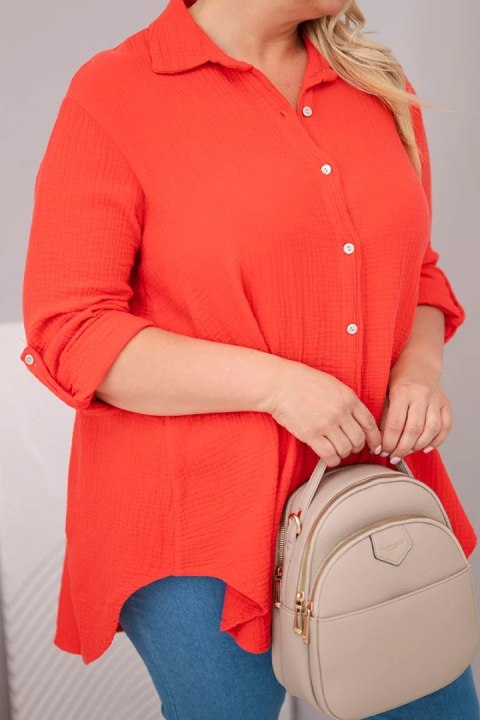 Koszula bawełniana muślinowa Plus Size czerwona