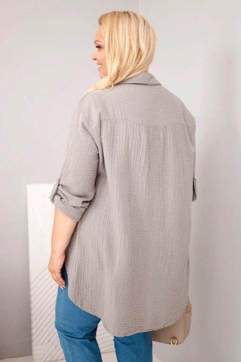 Koszula bawełniana muślinowa Plus Size fango