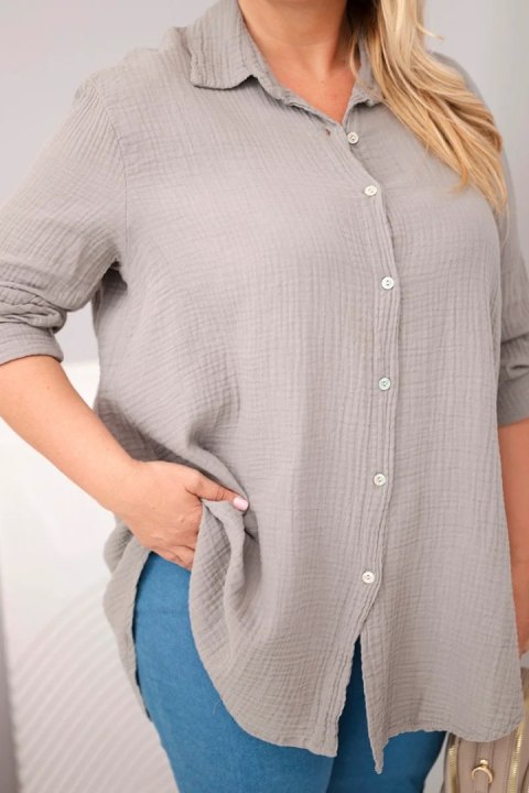 Koszula bawełniana muślinowa Plus Size fango
