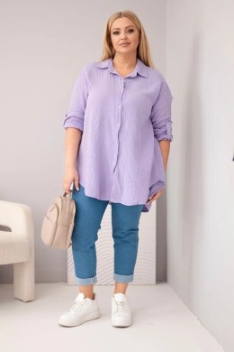 Koszula bawełniana muślinowa Plus Size fioletowa
