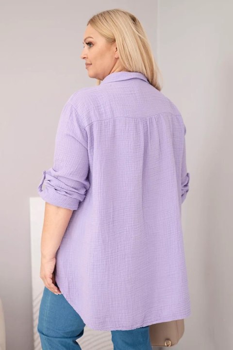 Koszula bawełniana muślinowa Plus Size fioletowa