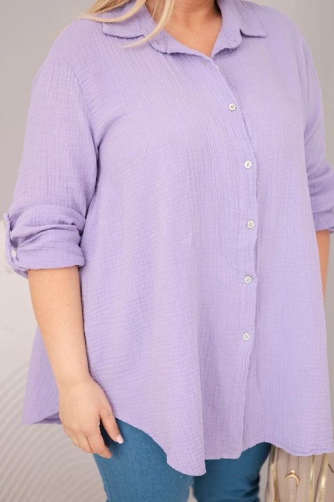 Koszula bawełniana muślinowa Plus Size fioletowa