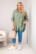 Koszula bawełniana muślinowa Plus Size khaki