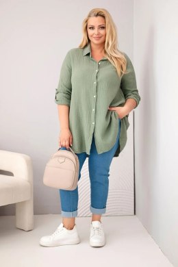 Koszula bawełniana muślinowa Plus Size khaki