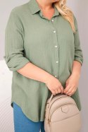 Koszula bawełniana muślinowa Plus Size khaki