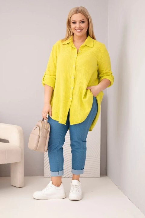 Koszula bawełniana muślinowa Plus Size kiwi