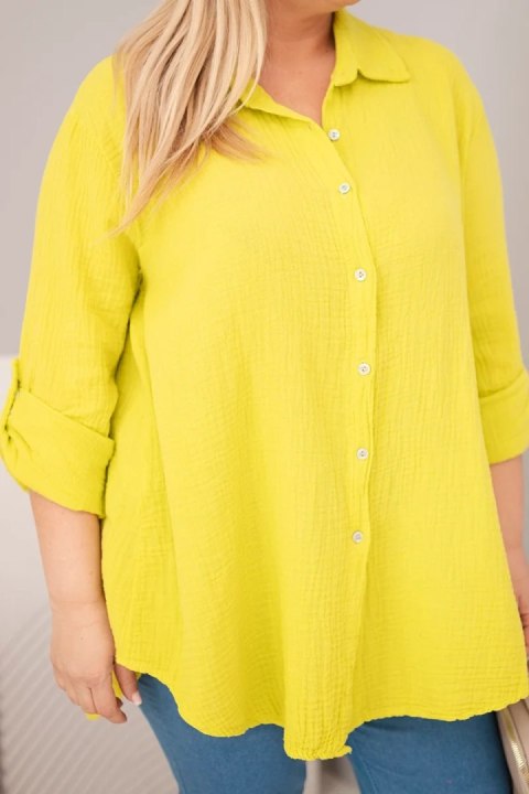 Koszula bawełniana muślinowa Plus Size kiwi