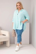 Koszula bawełniana muślinowa Plus Size miętowa