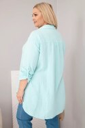 Koszula bawełniana muślinowa Plus Size miętowa