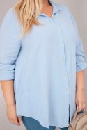 Koszula bawełniana muślinowa Plus Size niebieska