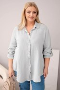 Koszula bawełniana muślinowa Plus Size szary