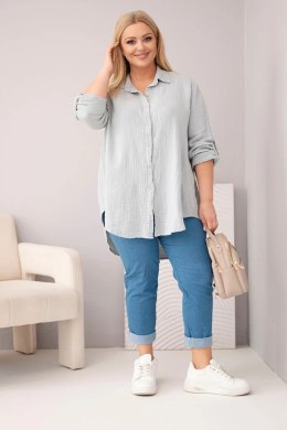 Koszula bawełniana muślinowa Plus Size szary